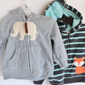 Two Carter's Hooded Sweatshirts- 3 Months